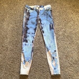 PAIGE Blue/Black/Pink/white Tie-Dye Skinny Jeans